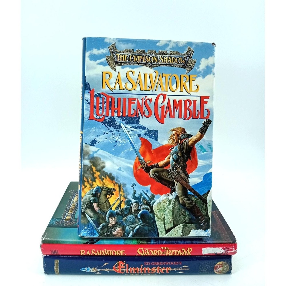 Lot of 3 R.A. Salvatore Crimson Shadow & Forgotten Realms Hardcover Fantasy Book